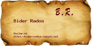 Bider Rados névjegykártya
